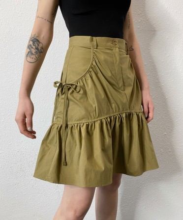 Khaki Ruffle Skirt #250331
